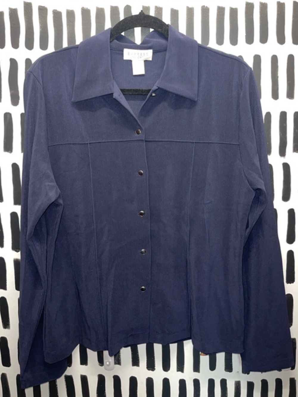 Express Navy Button-Front Long Sleeve Jacket